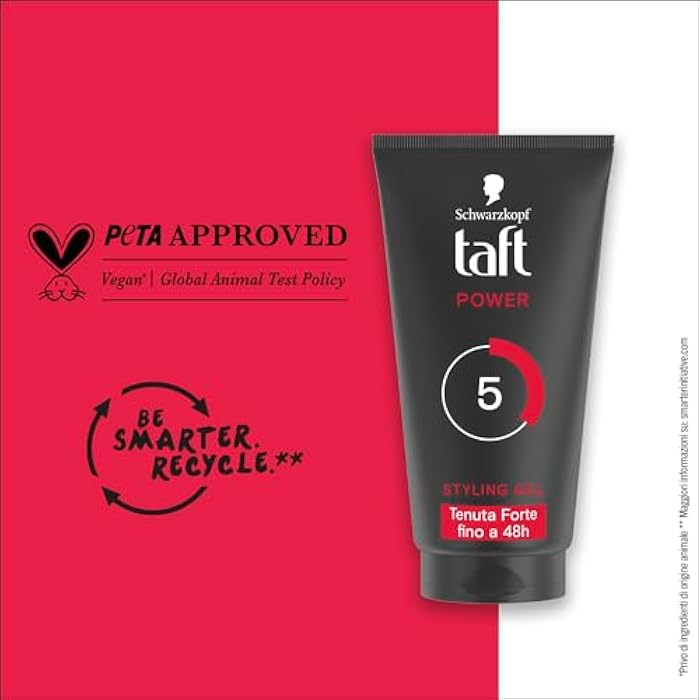 Schwarzkopf Taft Power Styling Gel 150ml, Strong Hold Hair Gel Up to 48h, Vegan Formula, Gentle on Hair and Scalp - Image 4